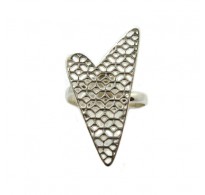 R002112 Stylish Filigree Sterling Silver Ring Heart Genuine Solid Stamped 925 Empress